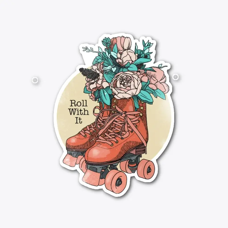 Roll With It - Skates and Peonies Design