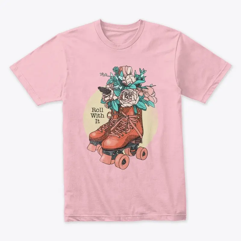 Roll With It - Skates and Peonies Design